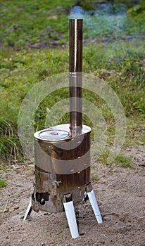 Modular wood-burning stove for tourism