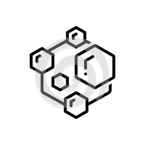 Black line icon for Modularity, carvings and object
