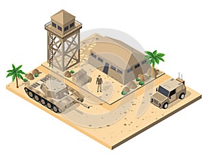 Module base camp object element for building design army armed