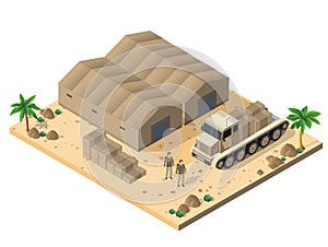 Module base camp object element for building design army armed