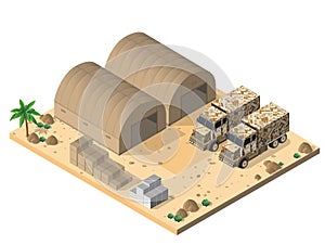 Module base camp object element for building design army armed