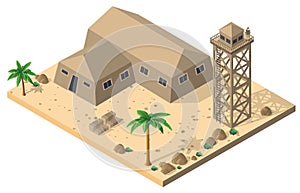 Module base camp object element for building design army armed