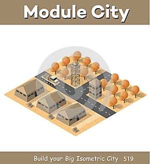 Module base camp object element for building design army armed