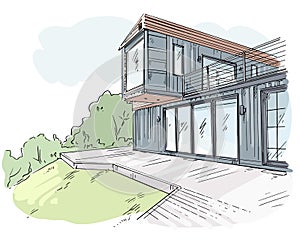 Module container house visualization sketch