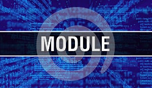 Module with Digital java code text. Module and Computer software coding vector concept. Programming coding script java, digital