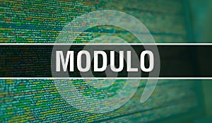 Modulo with Binary code digital technology background. Abstract background with program code and Modulo. Programming and coding photo