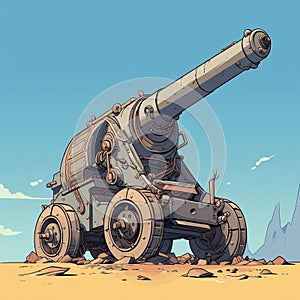 Moebius-inspired Howitzer Illustration With Snub Nose And Simple Details photo