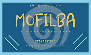 Mofilba font. Elegant alphabet letters font and number.