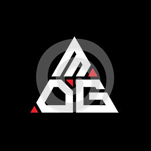 MOG triangle letter logo design with triangle shape. MOG triangle logo design monogram. MOG triangle vector logo template with red