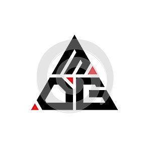 MOG triangle letter logo design with triangle shape. MOG triangle logo design monogram. MOG triangle vector logo template with red