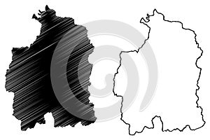 Moga district Punjab State, Republic of India map vector illustration, scribble sketch Moga map photo
