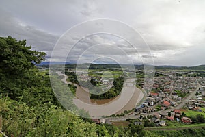 Mogami river, view from Tateyama park in Sagae