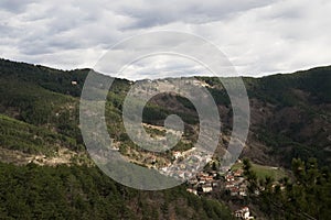 Moggiona small town in Casentinesi forest Tuscany region in a cloudy day