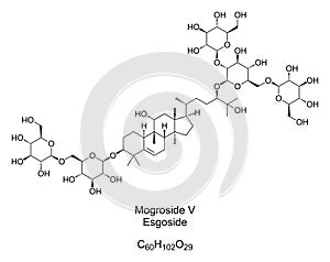 Mogroside V, main component of monk fruit extract, chemical structure