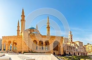 Mohammad Al-Amin Mosque and Saint Georges Maronite cathedral in the center of Beirut, Lebanon photo