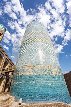 Mohammed Amin Khan Madrassah and the Kalta Minor Minaret in Khiva, Uzbekistan, Asia