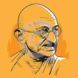 Mohandas Karamchand Gandhi portrait, vector