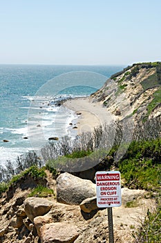 Mohegan Bluffs Warning Sign