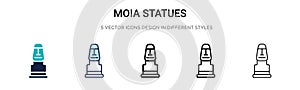 Moia statues icon in filled, thin line, outline and stroke style. Vector illustration of two colored and black moia statues vector
