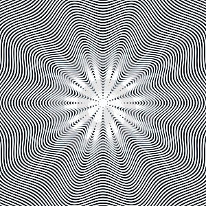 Moire pattern, vector op art background. Hypnotic backdrop with