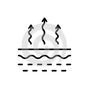 Moisture Evaporation of Skin Line Icon. Skin Water Loss Pictogram. Skin Structure and Arrows Up Moisture Wicking Process