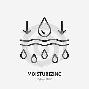 Moisture line icon, vector pictogram of moisturizing cream. Skincare illustration, sign for cosmetics packaging