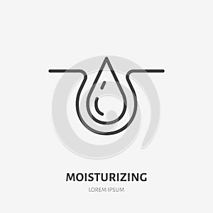 Moisture line icon, vector pictogram of moisturizing cream. Skincare illustration, sign for cosmetics packaging