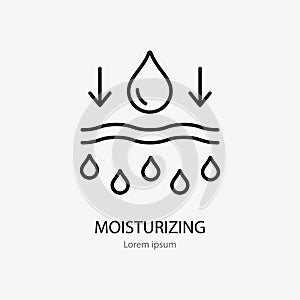 Moisture line icon, vector pictogram of moisturizing cream. Skincare illustration, sign for cosmetics packaging