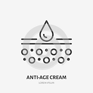 Moisture line icon, vector pictogram of moisturizing cream. Skincare illustration, sign for cosmetics packaging photo