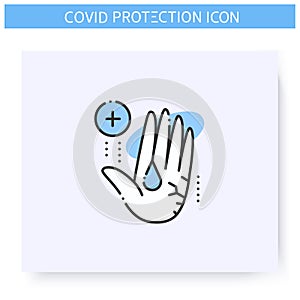 Moisturising hand sanitizer line icon