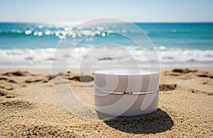 Oceanfront Cream Jar in Sunlight