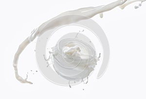 Moisturizing cream, moisturizing milk in the big milk splash isolated on the white background