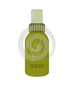 Moisturizing squalane for face. Natural skin care product. Morning routine. Hand drawn organic product. Vector