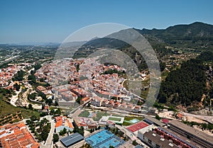 Moixent townscape aerial view. Spain photo