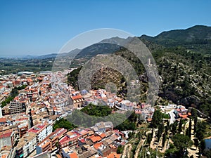 Moixent townscape aerial view. Spain photo