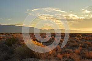 Mojave desert dawn landscape sky clouds mountain range c