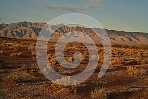 Mojave desert dawn landscape sky clouds mountain range c