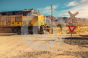 Mojave Desert Train Railroad Crossing