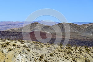 Mojave Desert valley under a blue sky