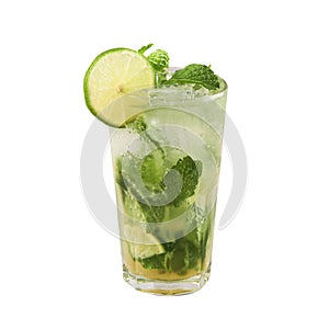 Mojito cocktail, Classic cocktail, isolated on white background, with clipping path