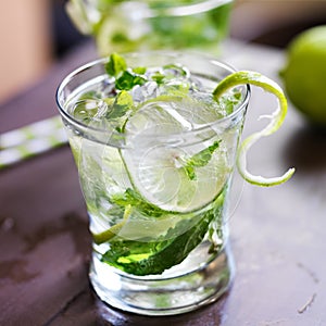 Mojito cocktail close up photo