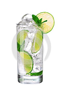 Mojito cocktail in glass isolated on white