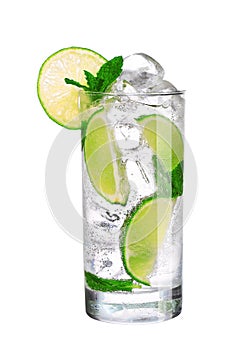 Mojito cocktail in glass isolated on white