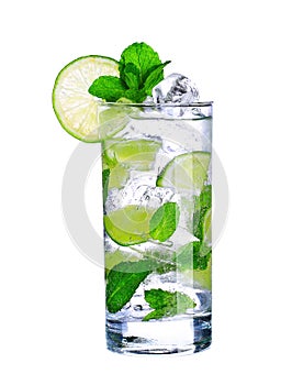 Mojito cocktail in glass isolated on white