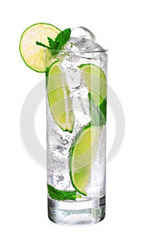 Mojito cocktail in glass isolated on white