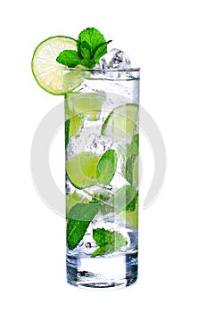 Mojito cocktail in glass isolated on white