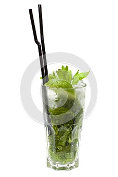 Mojito cocktail isolated on white