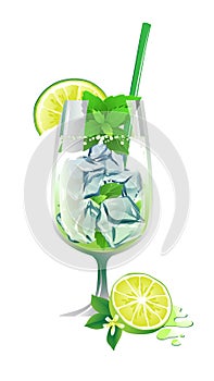 Mojito cocktail isolated on a white background.