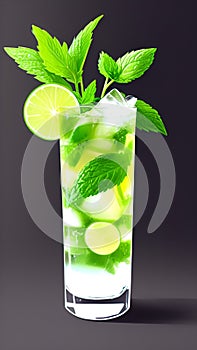 mojito cocktail with lime and mint