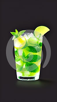 mojito cocktail with lime and mint